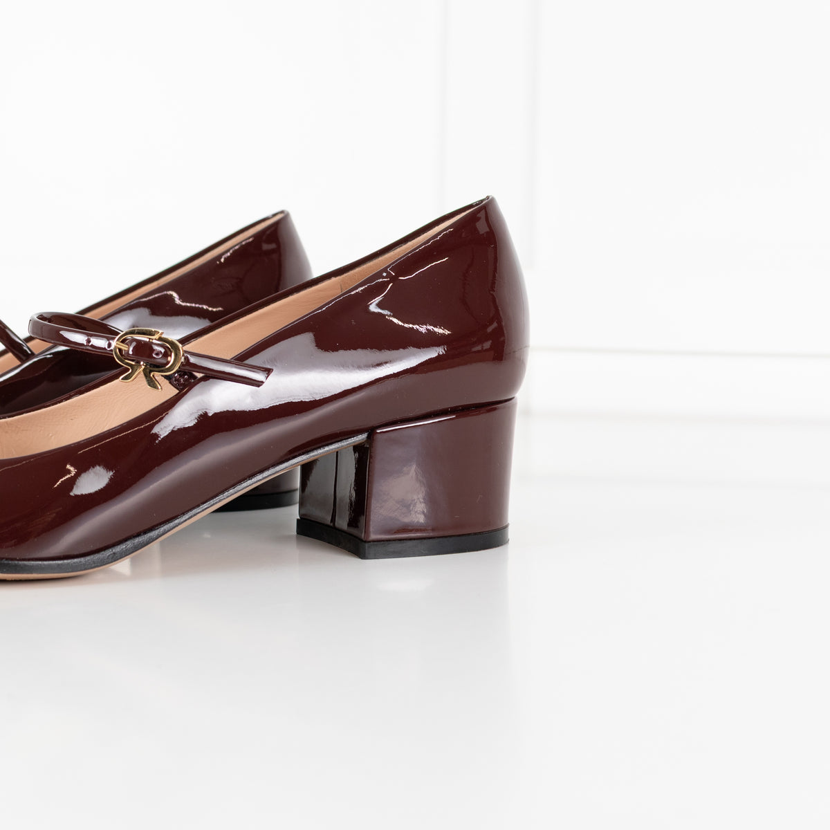 Gianvito Rossi Ribbon Jane Burgundy Patent Shoe - Image 10