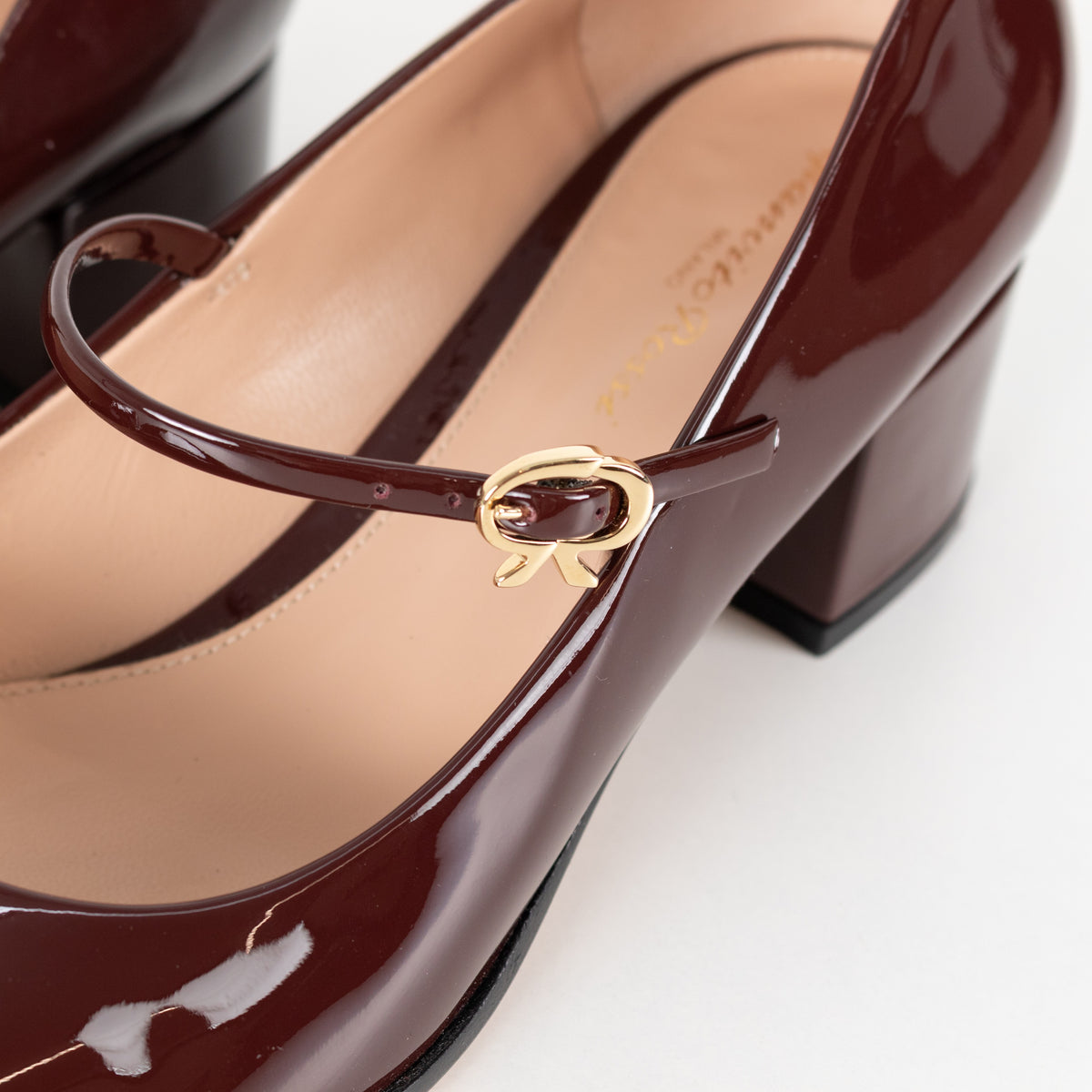 Gianvito Rossi Ribbon Jane Burgundy Patent Shoe - Image 11