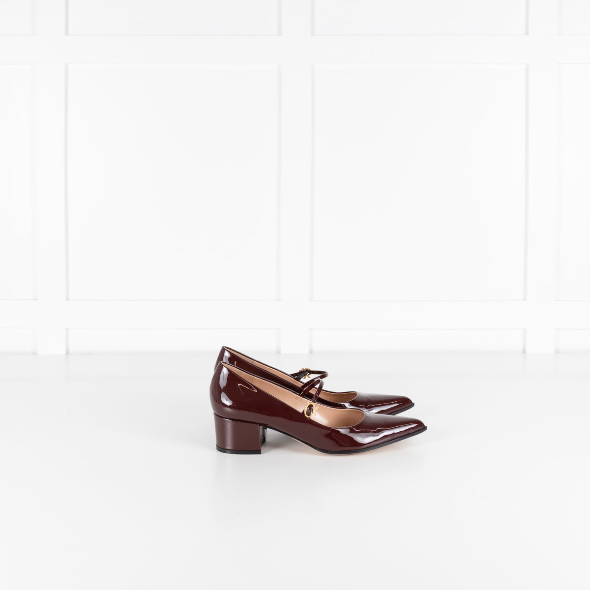 Gianvito Rossi Ribbon Jane Burgundy Patent Shoe - Image 6