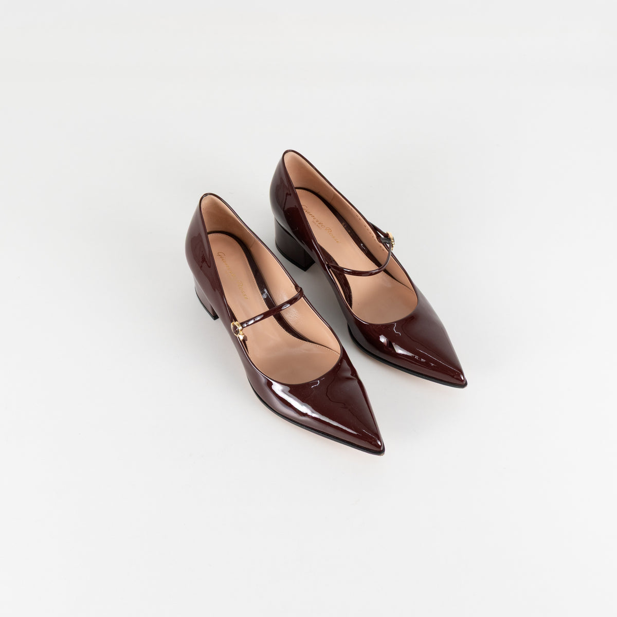 Gianvito Rossi Ribbon Jane Burgundy Patent Shoe - Image 9