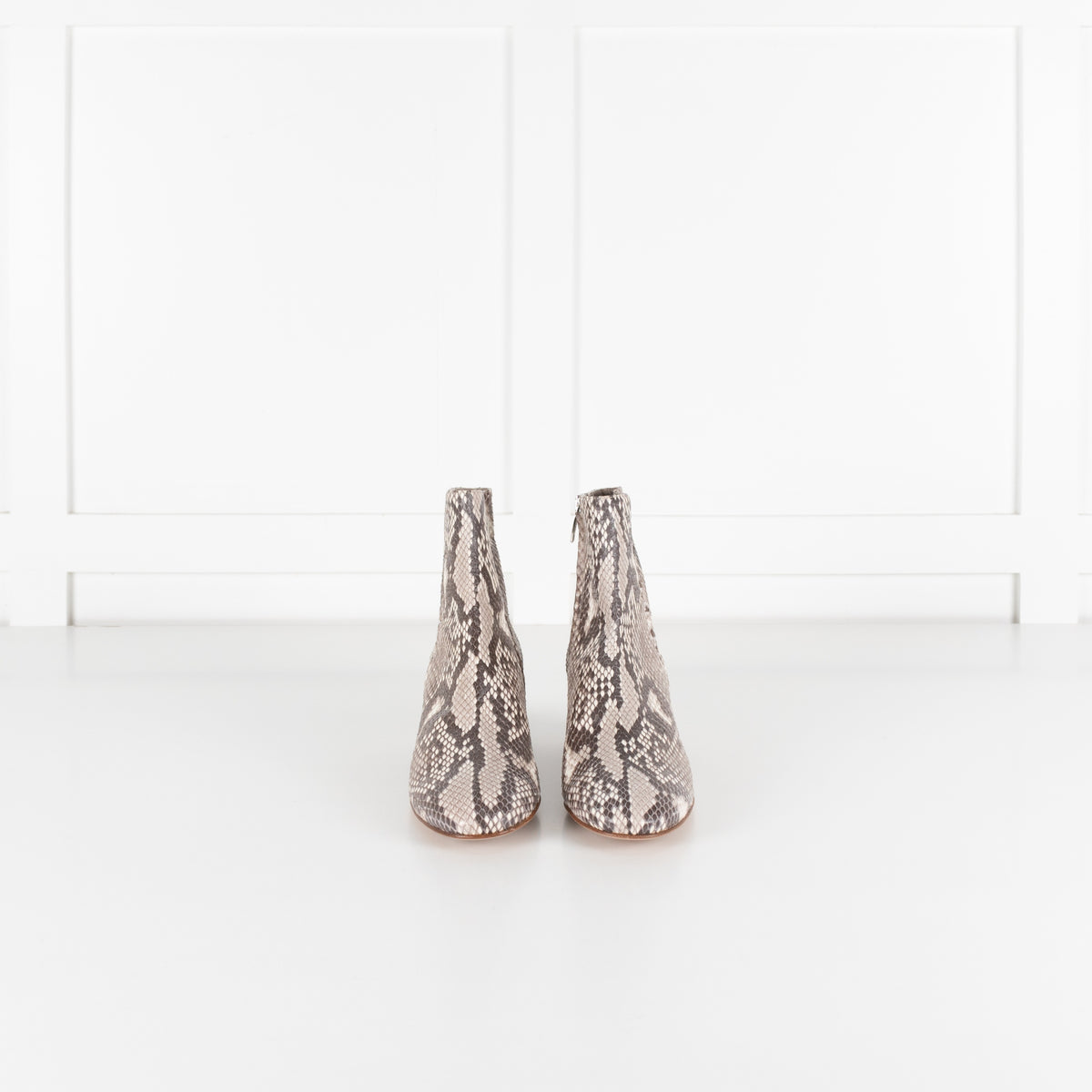 Gianvito Rossi Taupe Snakeskin Block Heel Ankle Boots - Image 1