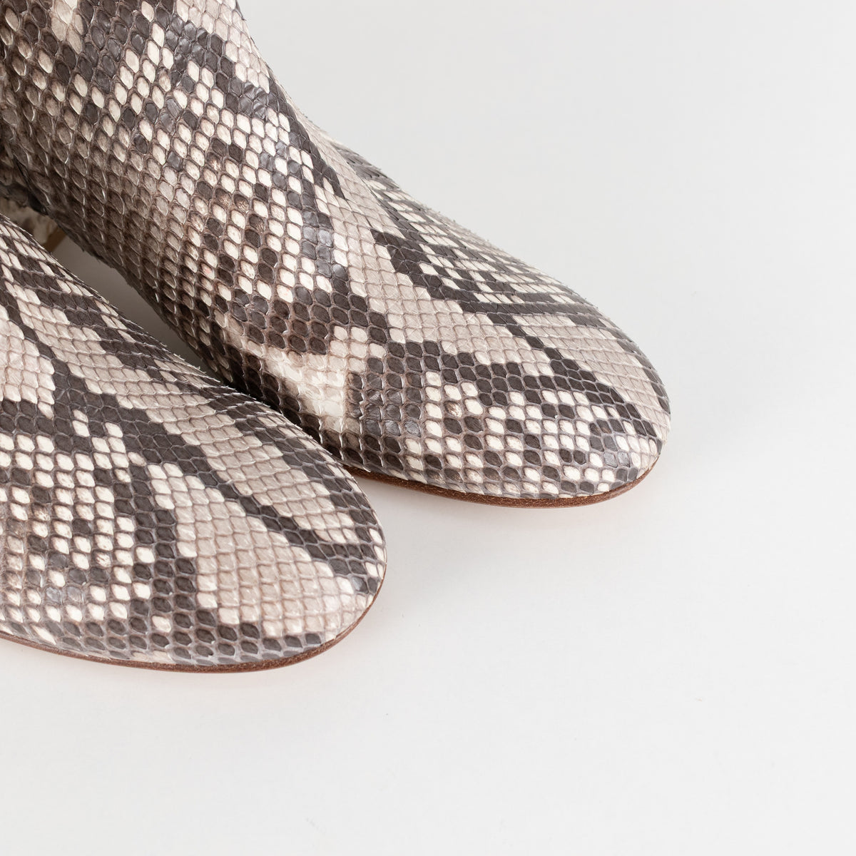 Gianvito Rossi Taupe Snakeskin Block Heel Ankle Boots - Image 10