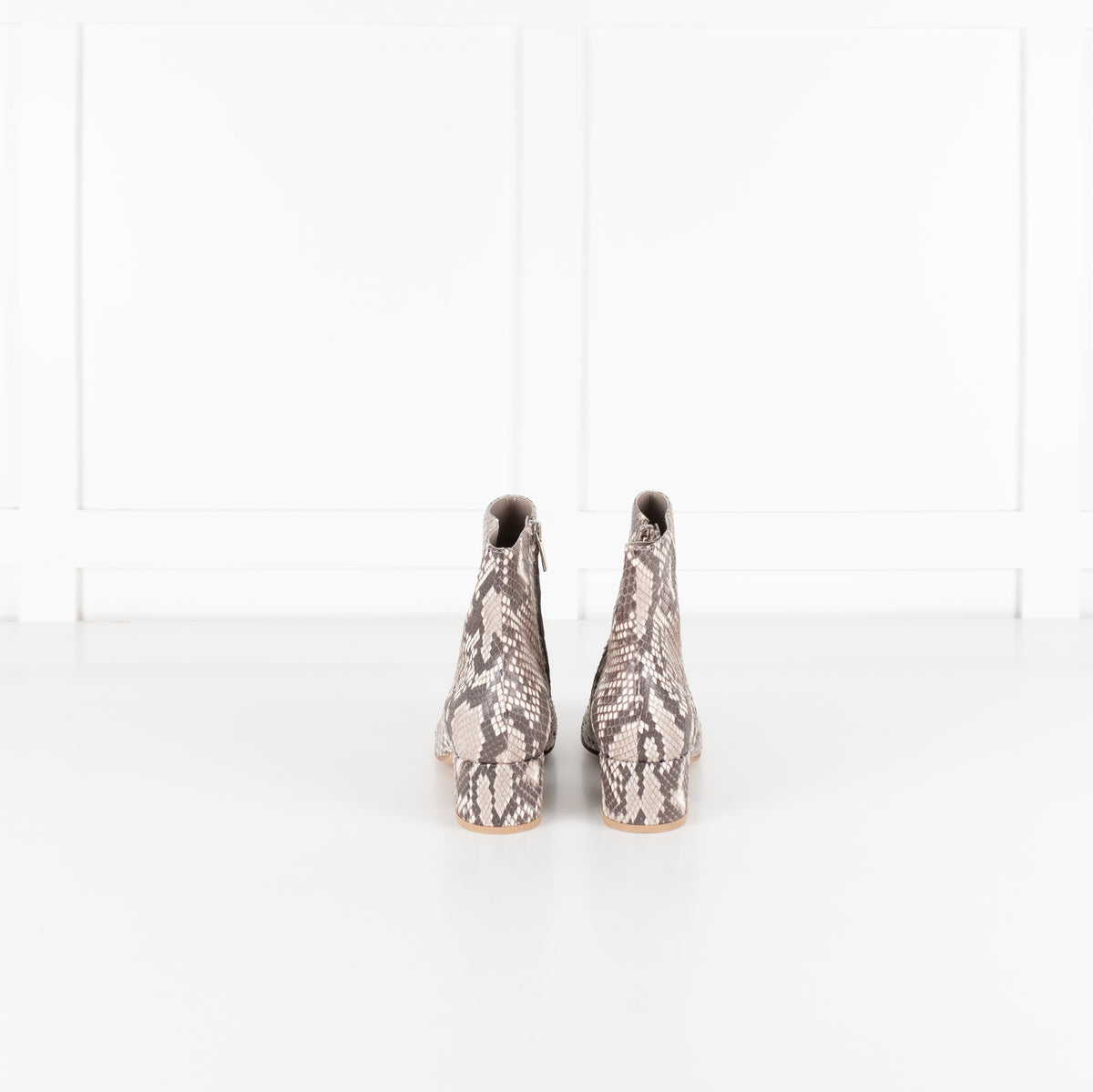 Gianvito Rossi Taupe Snakeskin Block Heel Ankle Boots - Image 4
