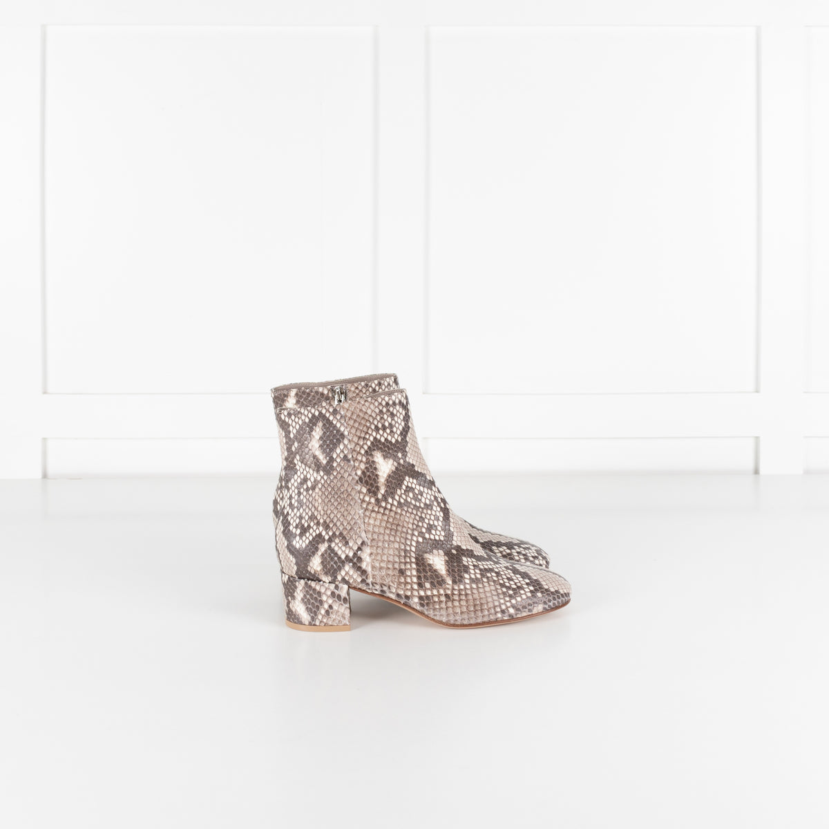 Gianvito Rossi Taupe Snakeskin Block Heel Ankle Boots - Image 5