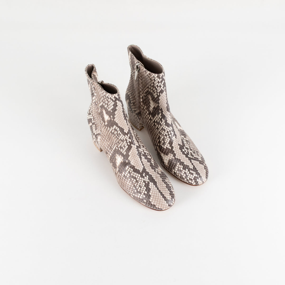 Gianvito Rossi Taupe Snakeskin Block Heel Ankle Boots - Image 8