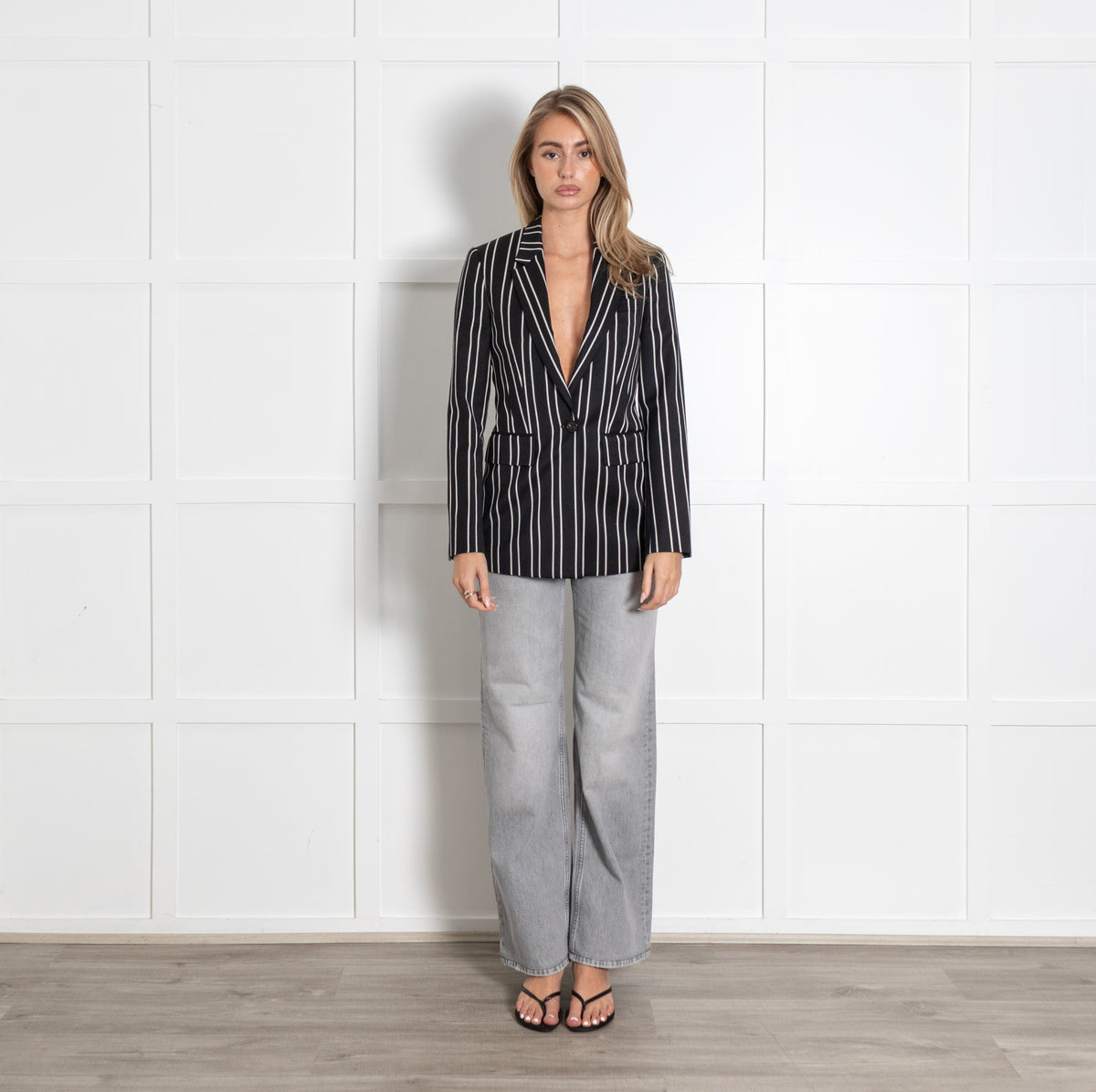 Givenchy Black White Striped Blazer Jacket - Image 1