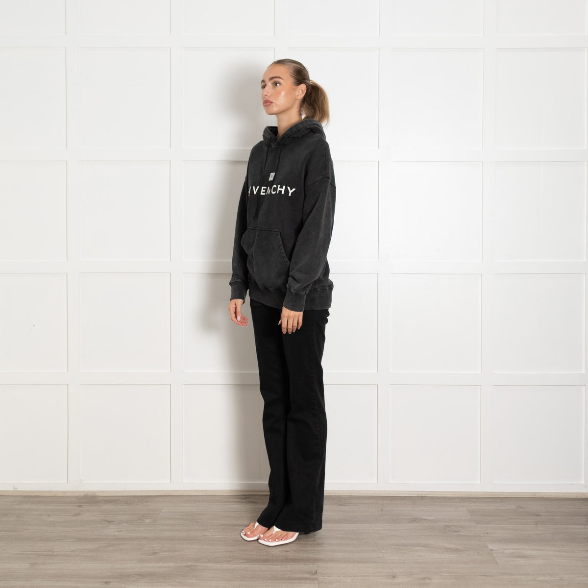 Givenchy Dark Grey Logo Hooded Sweatshirt - Image 3