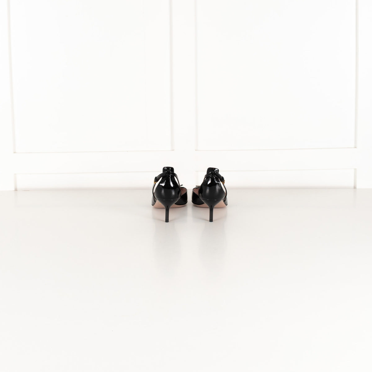Gucci D'Orsay Black Patent Leather Pumps With Bow Detail UK 3.5 - Image 5