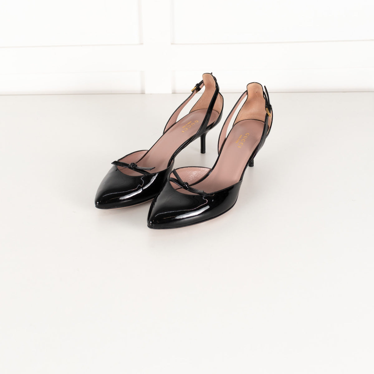 Gucci D'Orsay Black Patent Leather Pumps With Bow Detail UK 3.5 - Image 9