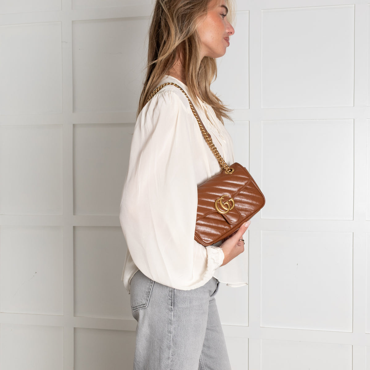 Gucci GG  Brown Marmont Matelasse Small  Bag - Image 2