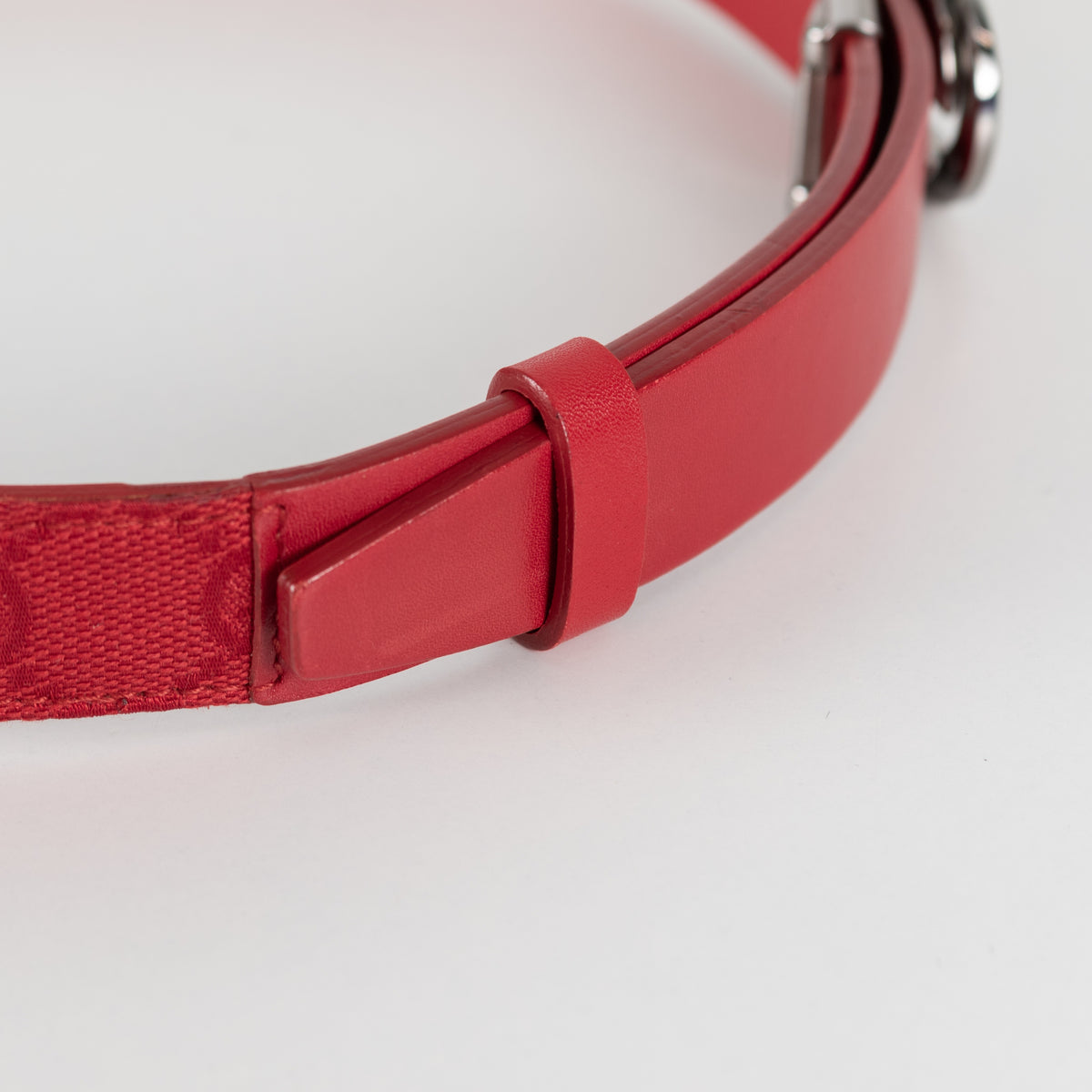Gucci Red Leather Silver Buckle Belt - Image 11