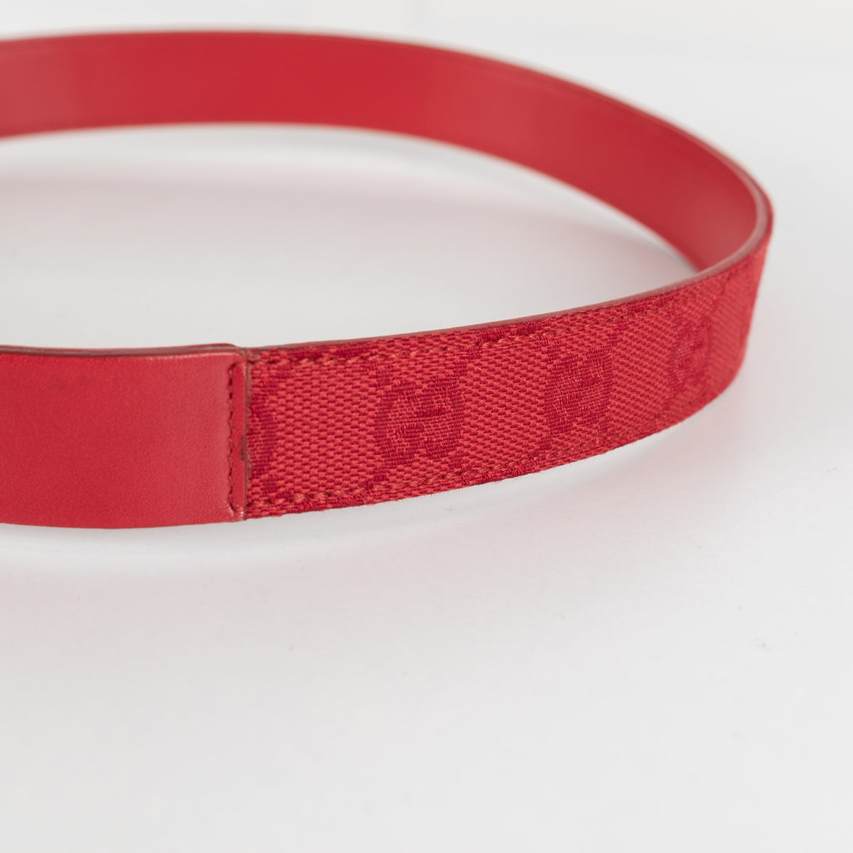 Gucci Red Leather Silver Buckle Belt - Image 8