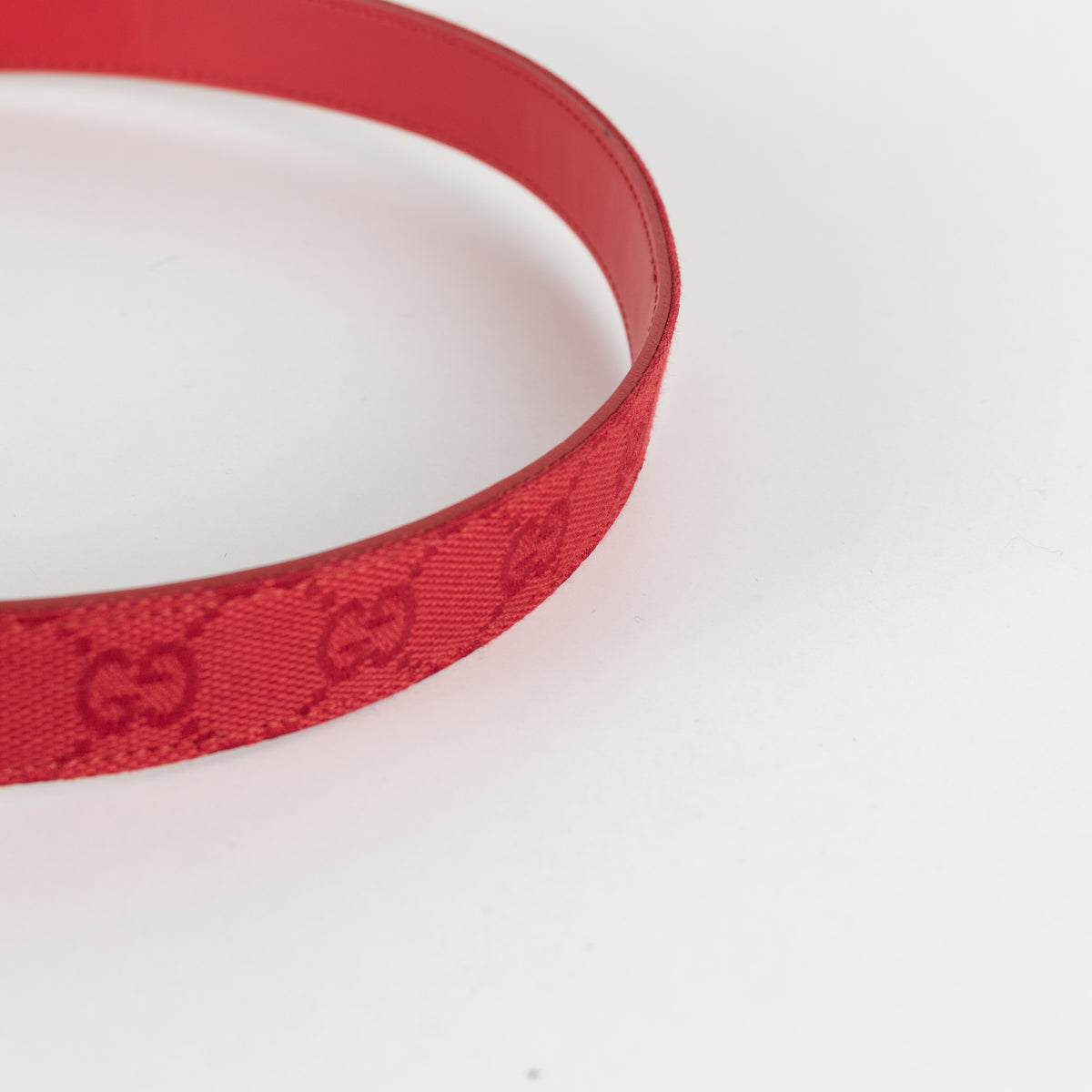 Gucci Red Leather Silver Buckle Belt - Image 9