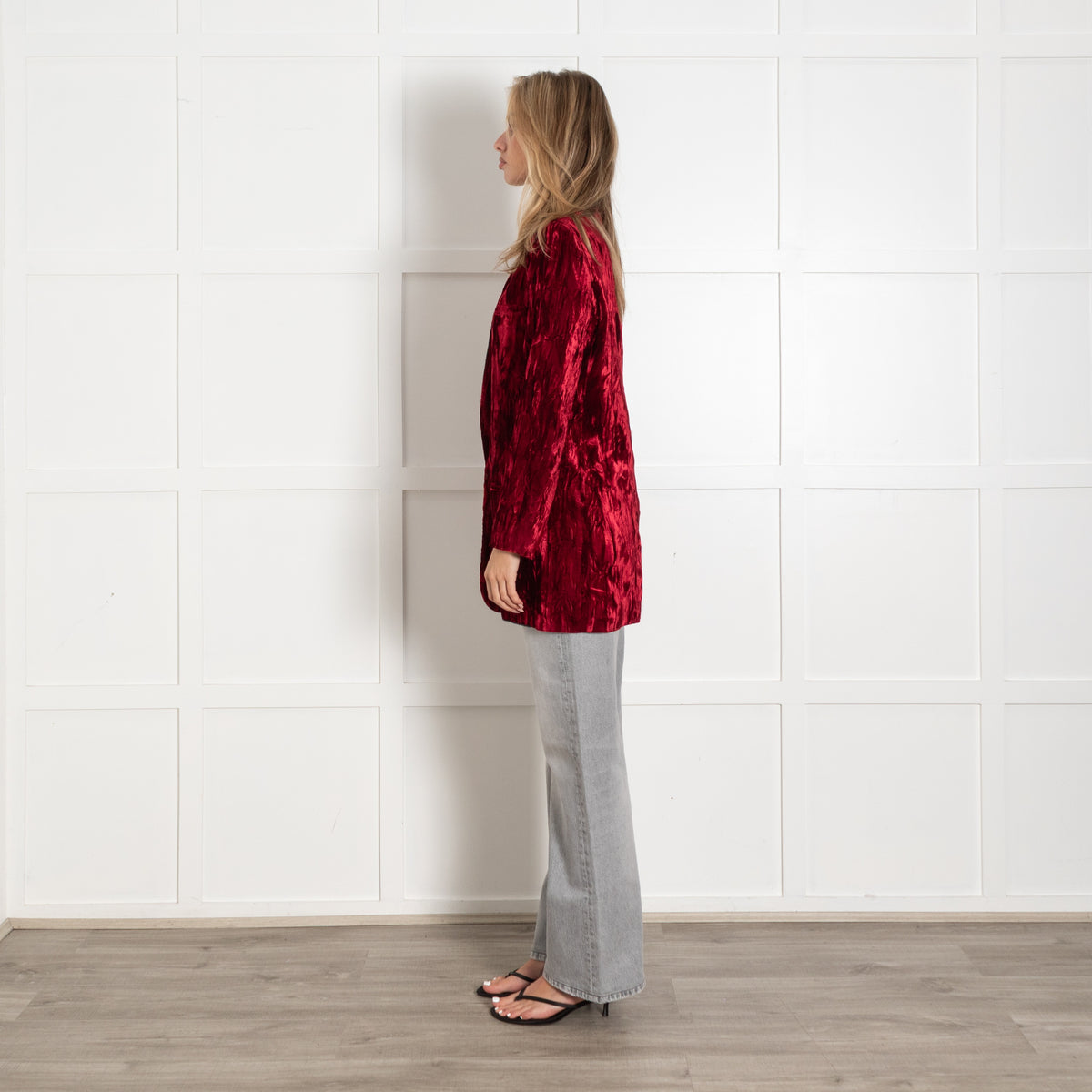 Haider Ackermann Red Crushed Velvet Blazer Jacket - Image 4