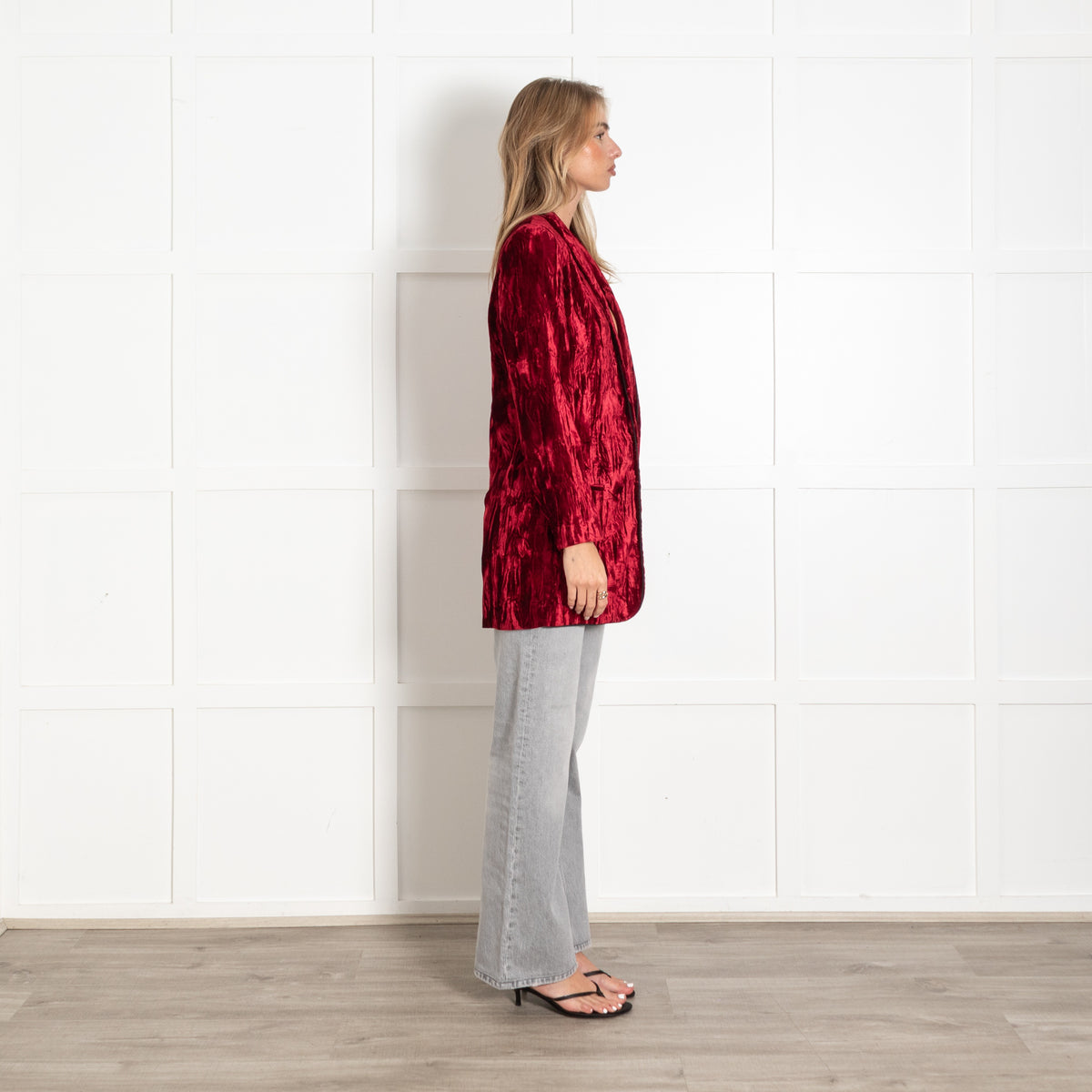 Haider Ackermann Red Crushed Velvet Blazer Jacket - Image 6