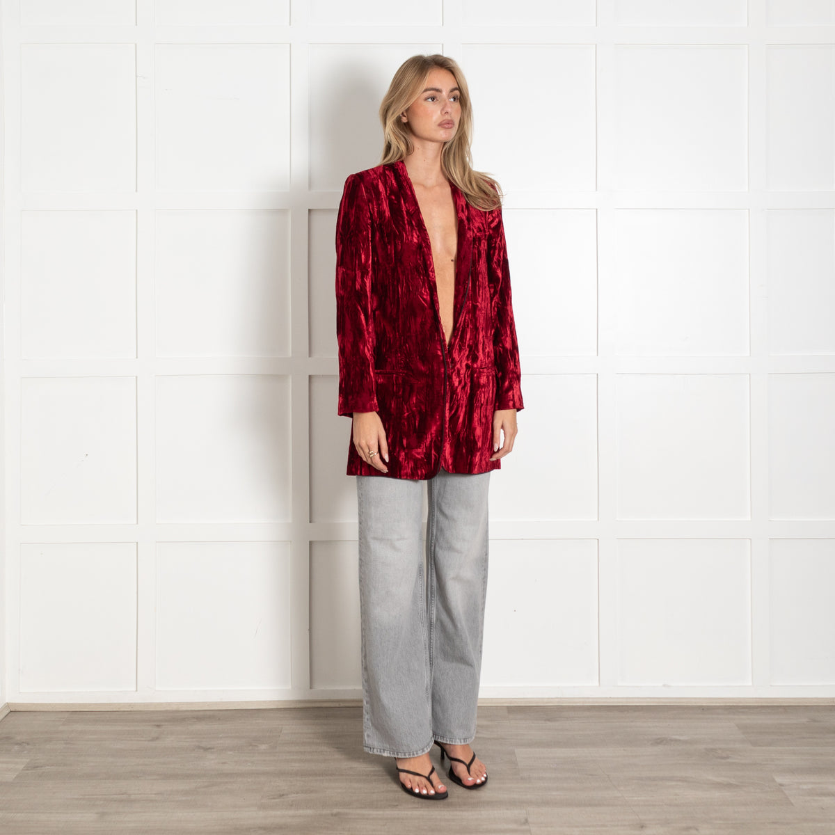 Haider Ackermann Red Crushed Velvet Blazer Jacket - Image 7