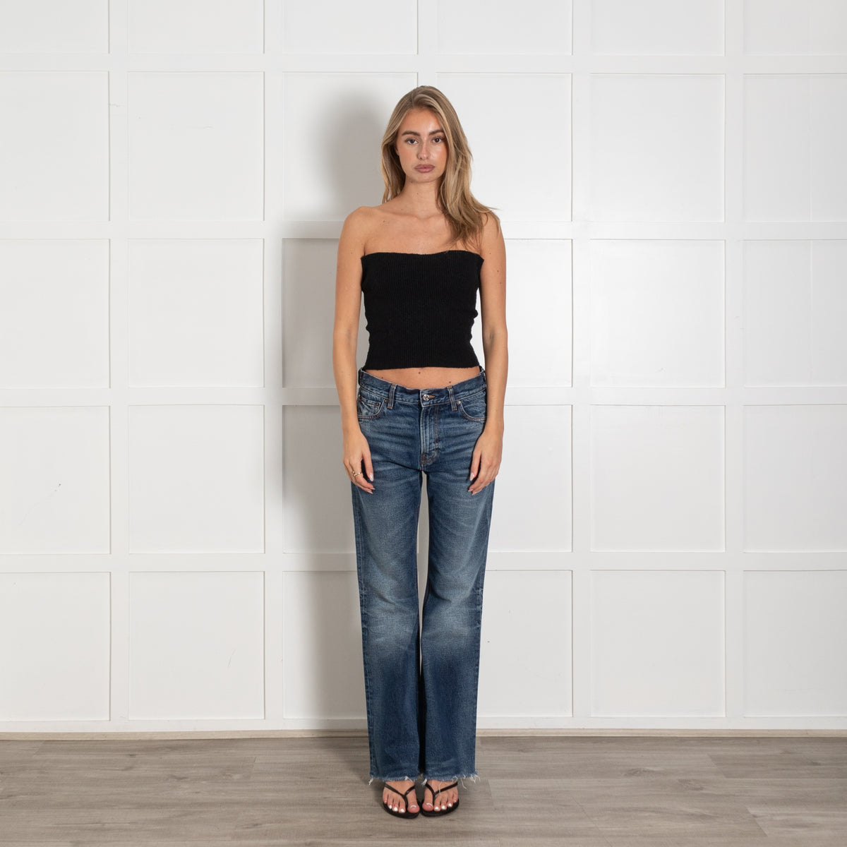 Haikure Blue Washed Denim Flared Jeans - Image 1