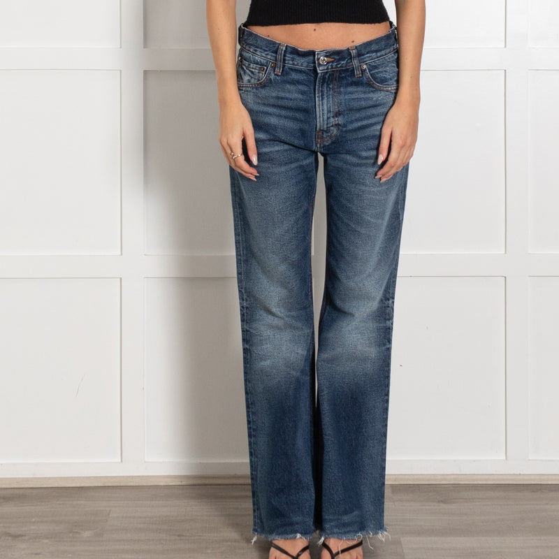 Haikure Blue Washed Denim Flared Jeans - Image 2