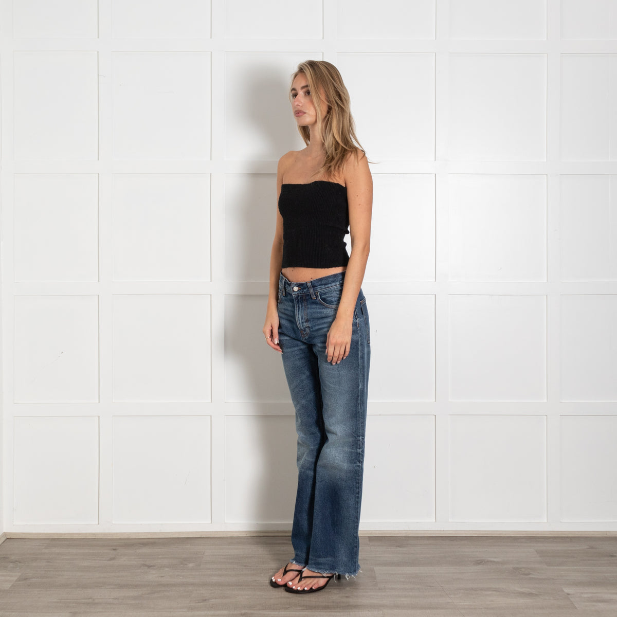 Haikure Blue Washed Denim Flared Jeans - Image 3
