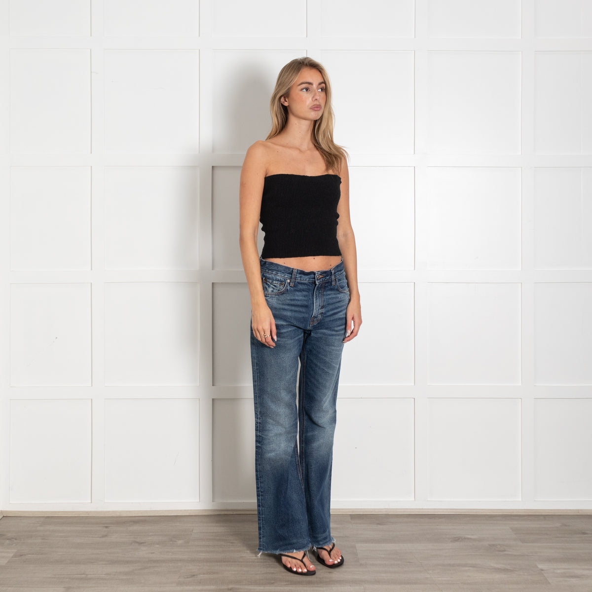 Haikure Blue Washed Denim Flared Jeans - Image 7