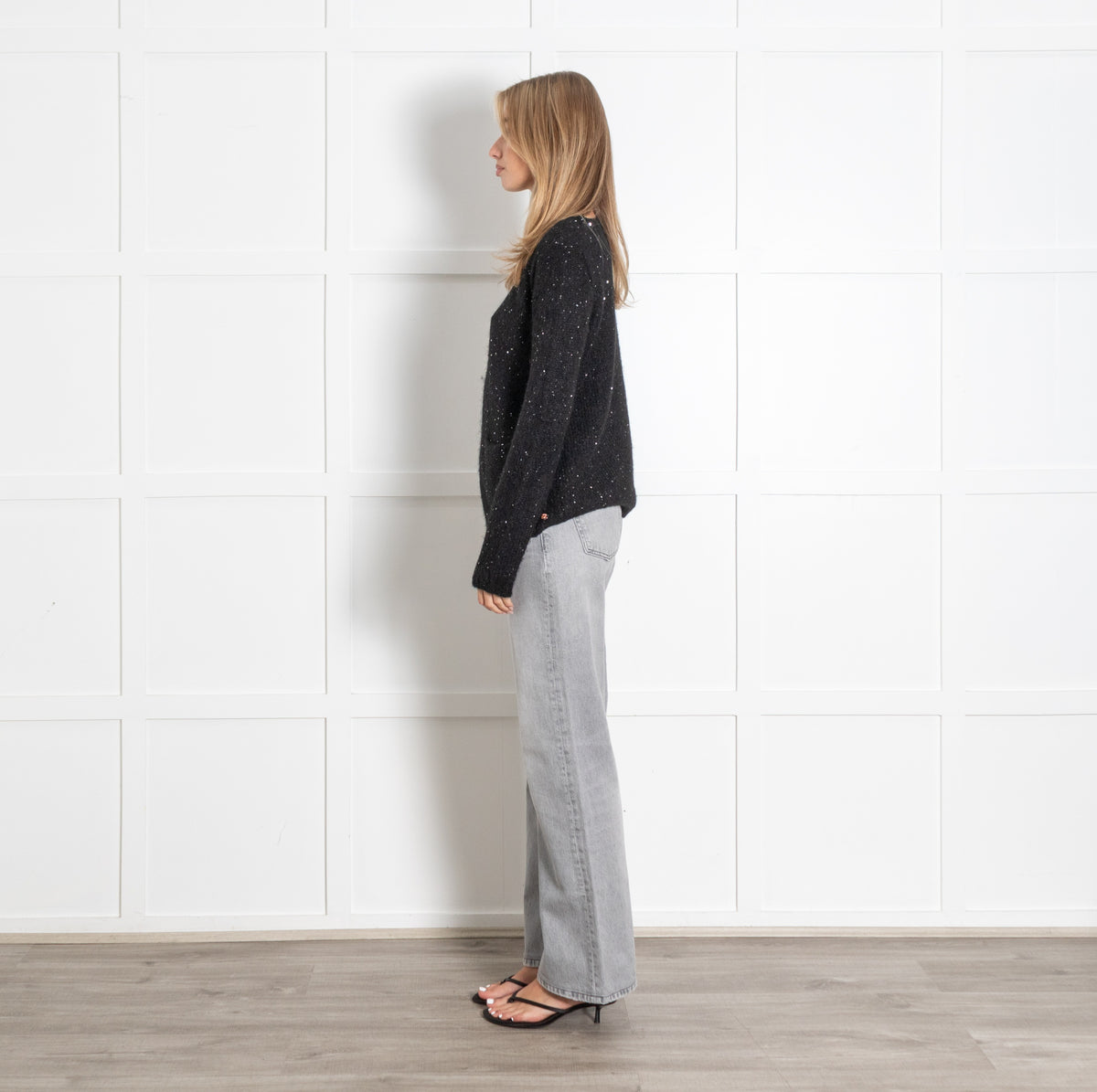 Black Sequin Knit Sweater - Image 4