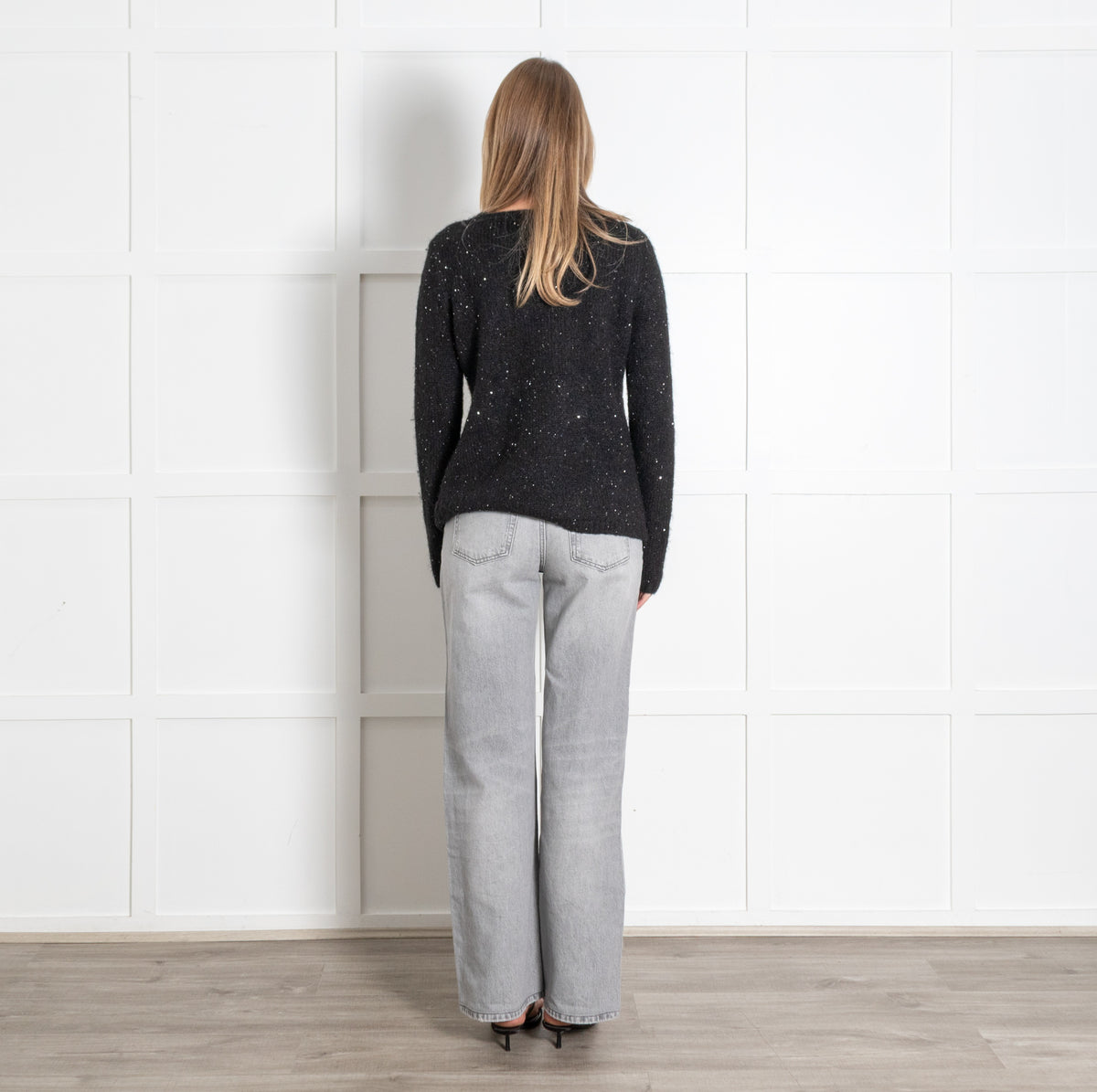 Black Sequin Knit Sweater - Image 5