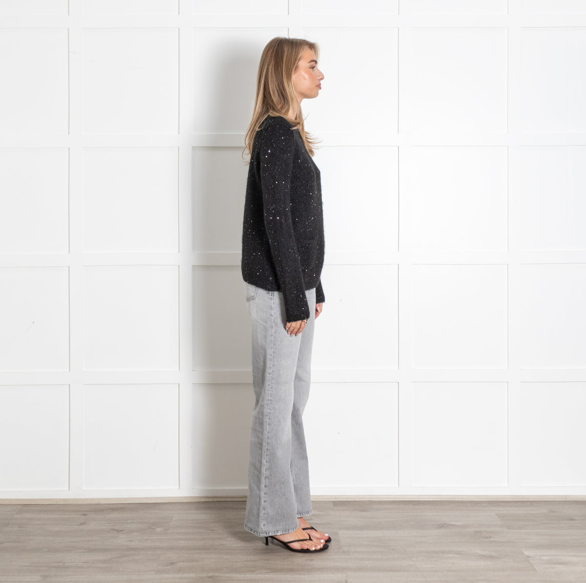 Black Sequin Knit Sweater - Image 6