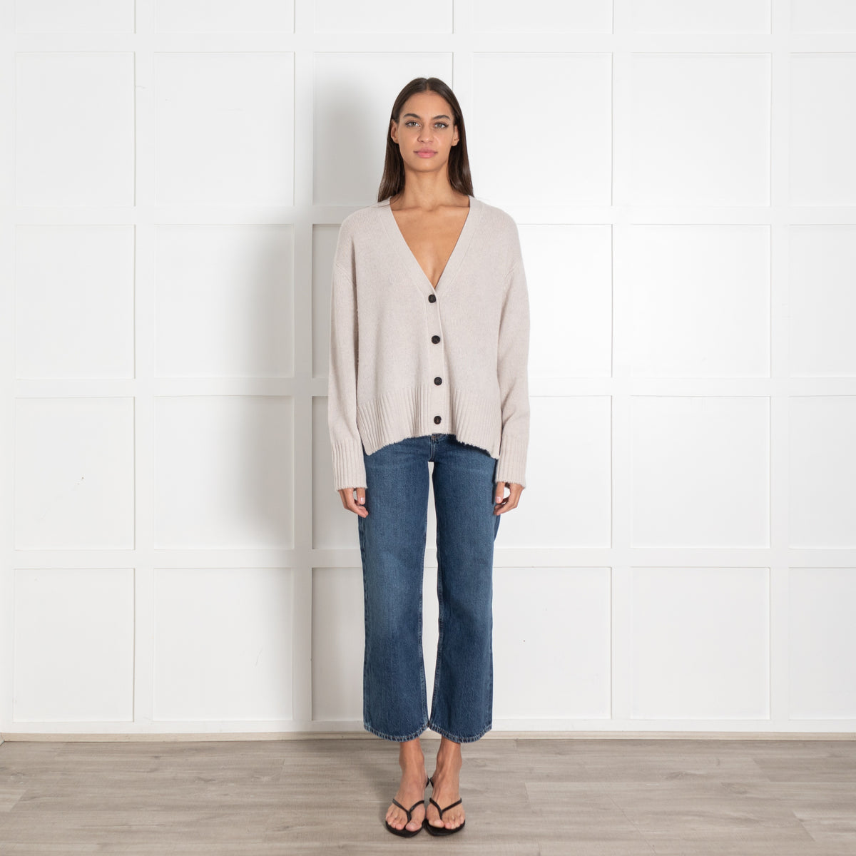 Henry Christ 100% Cashmere Button-Front Cardigan - Image 1