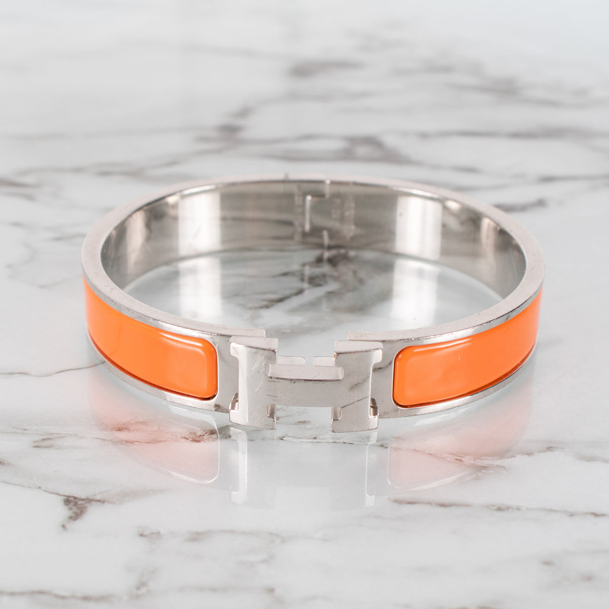 Hermes Enamel Clic H clasp Bracelet Orange - Image 1