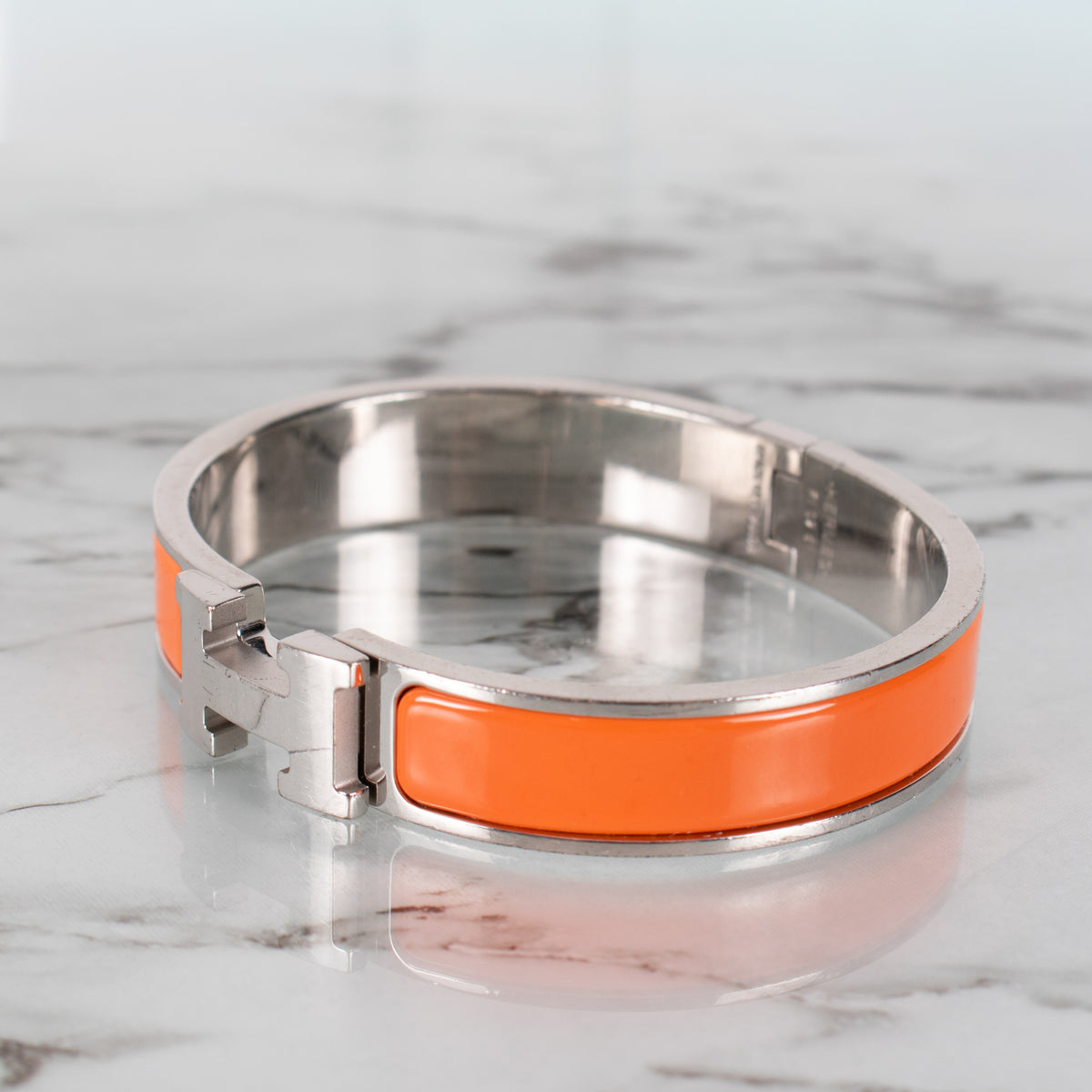 Hermes Enamel Clic H clasp Bracelet Orange - Image 5
