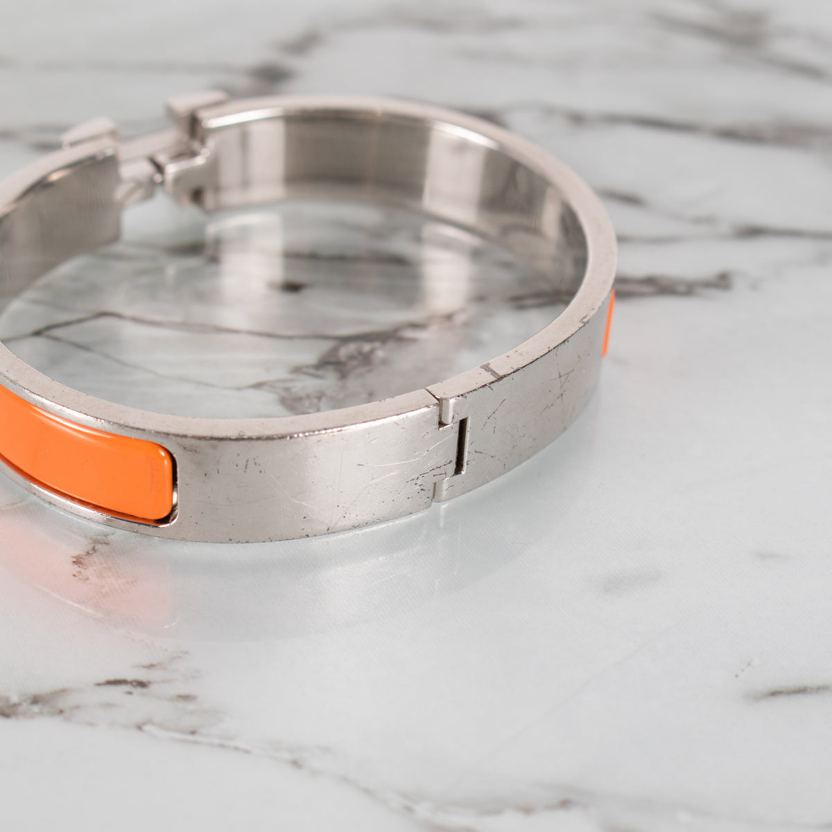 Hermes Enamel Clic H clasp Bracelet Orange - Image 6