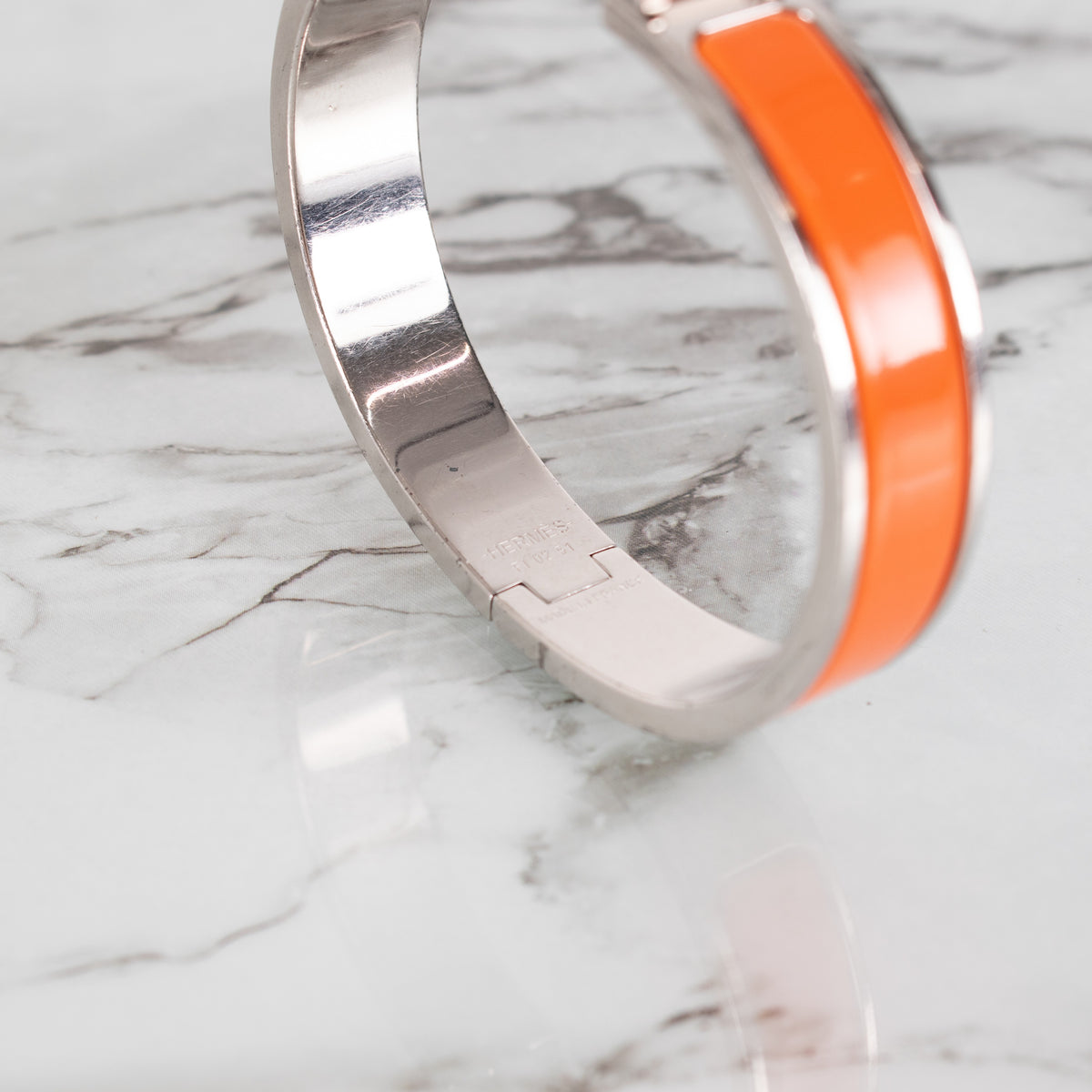Hermes Enamel Clic H clasp Bracelet Orange - Image 7