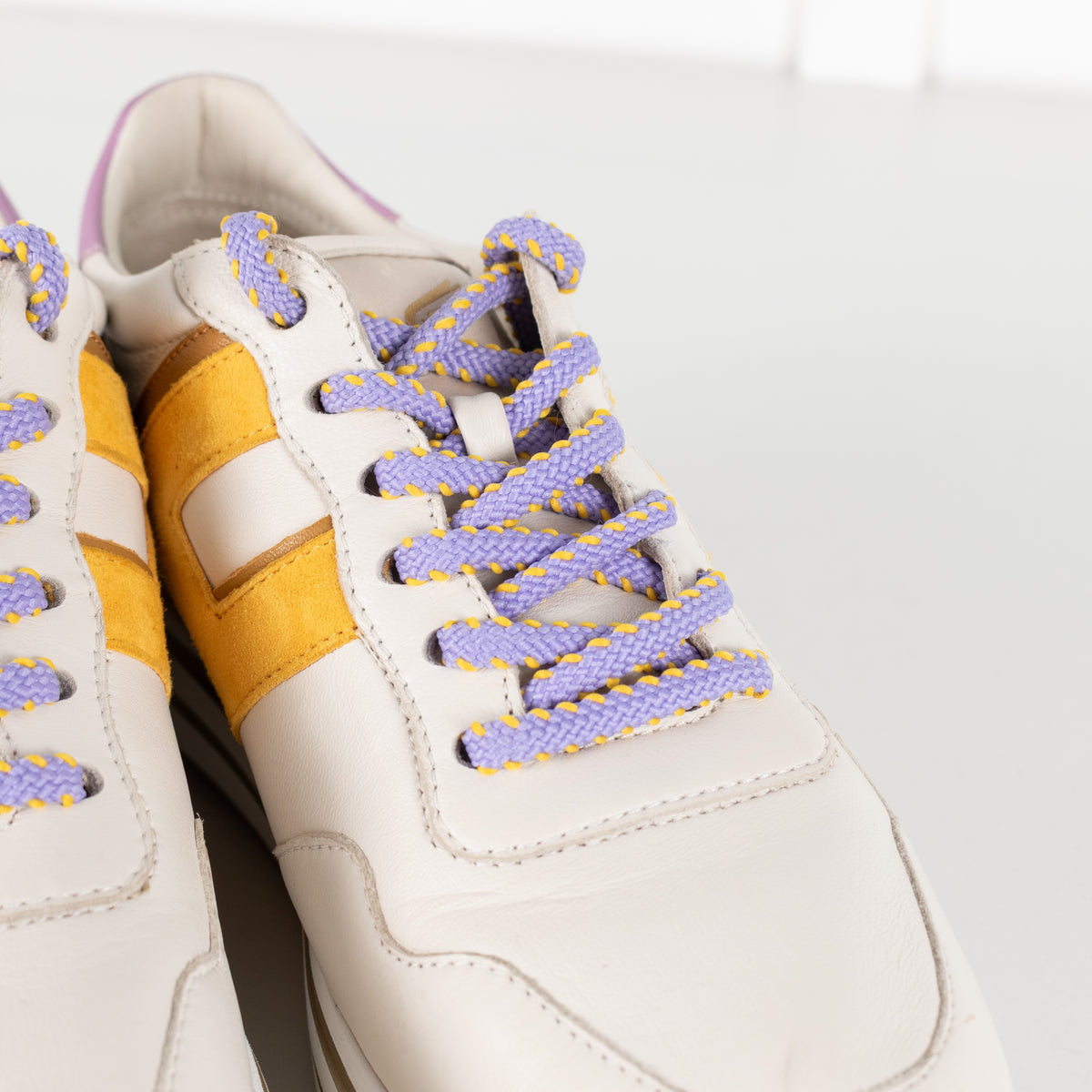 Hogan Midi H222 White Yellow Purple Women's Platform Sneakers - Image 13