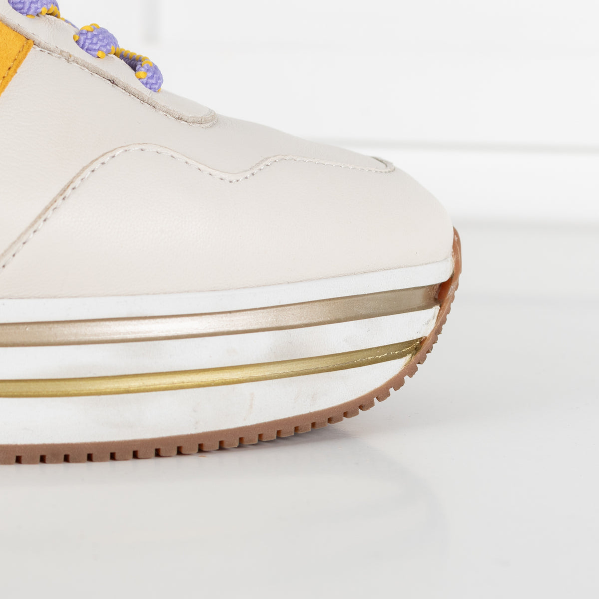 Hogan Midi H222 White Yellow Purple Women's Platform Sneakers - Image 18