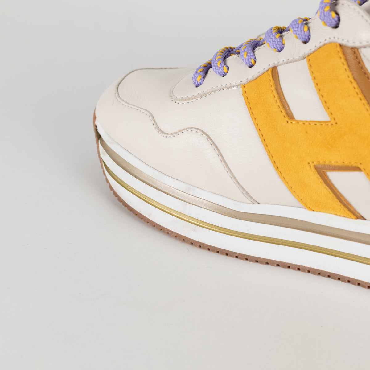 Hogan Midi H222 White Yellow Purple Women's Platform Sneakers - Image 20