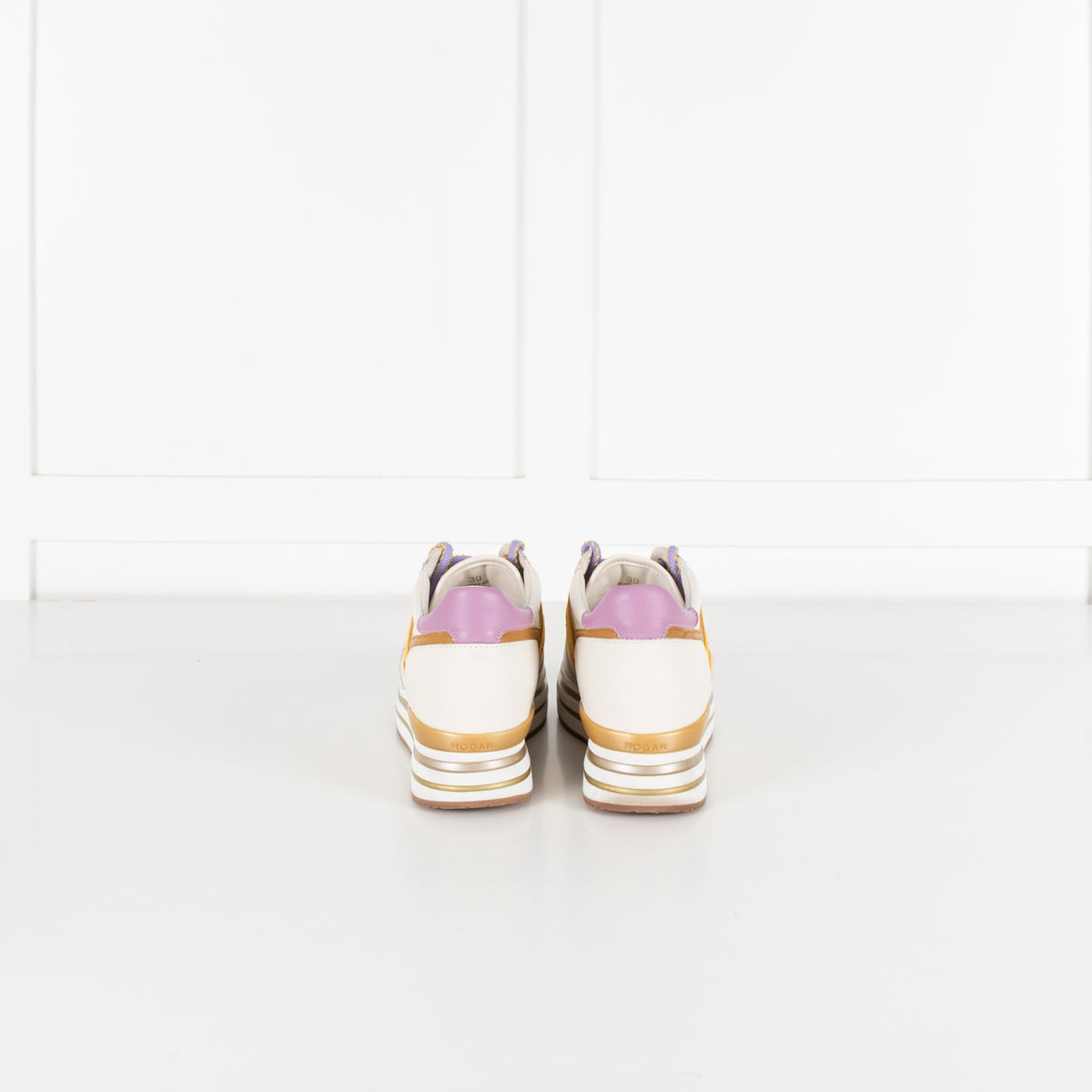 Hogan Midi H222 White Yellow Purple Women's Platform Sneakers - Image 5