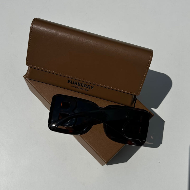 Burberry Tortoiseshell Frith Square Frame Sunglasses