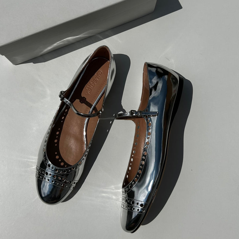 Giambattista Valli Silver Mary Jane Shoes