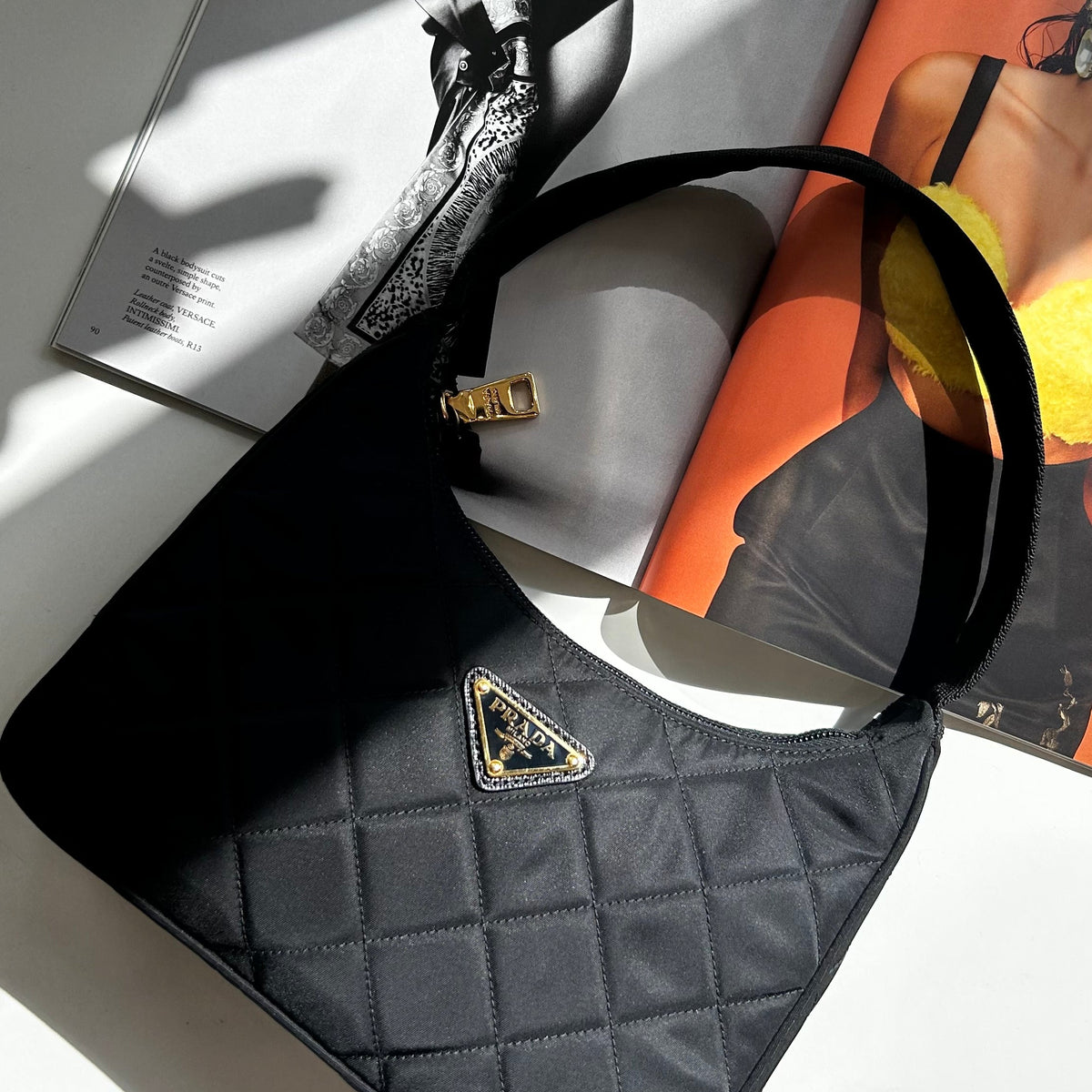 Prada Black Re-Edition 2000 Quilted Handbag