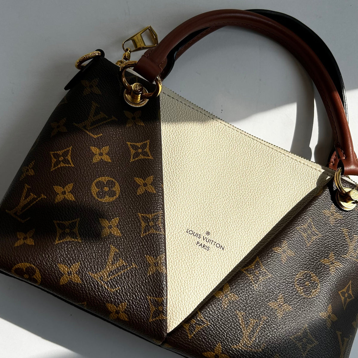 Louis Vuitton Monogram Cream V BB Tote