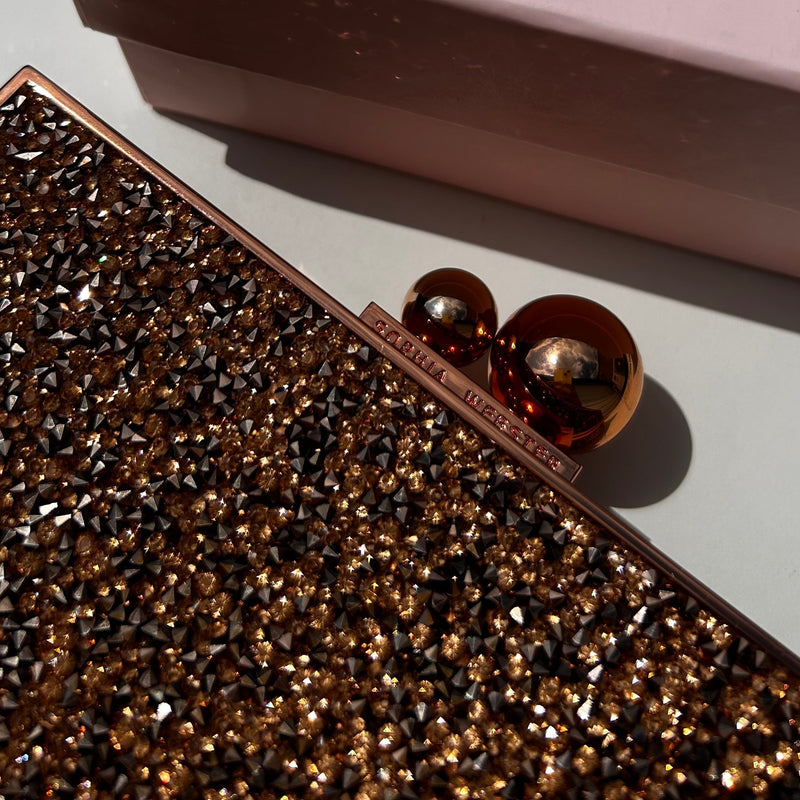 Sophia Webster Rose Gold Clara Crystal Box Clutch