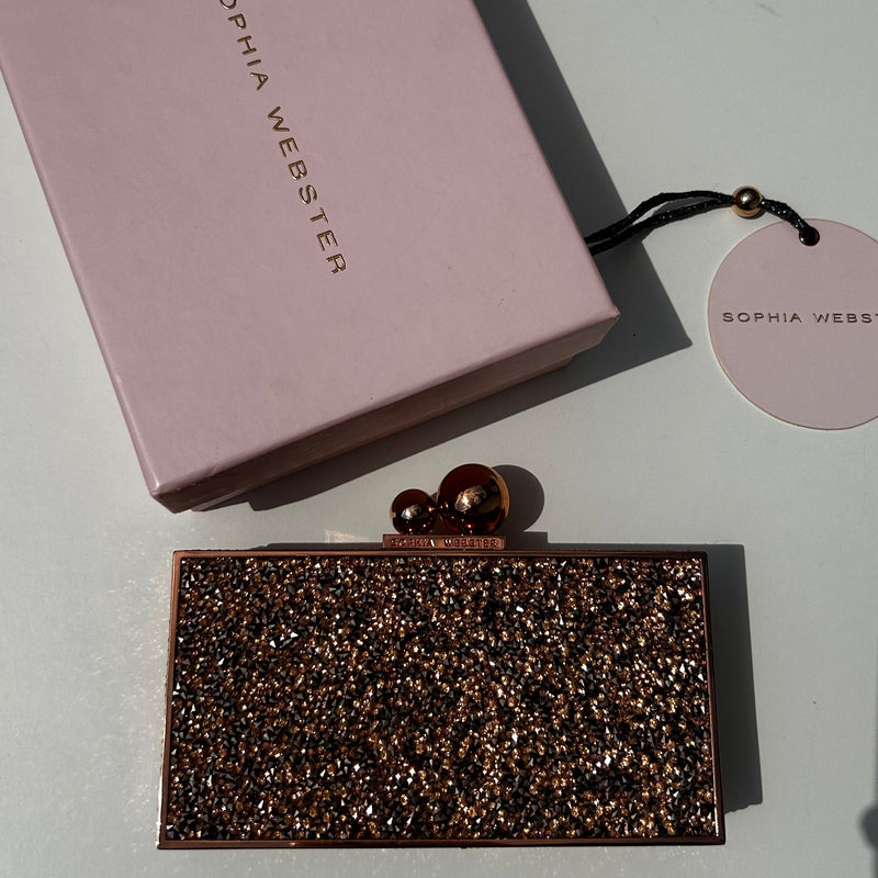 Sophia Webster Rose Gold Clara Crystal Box Clutch