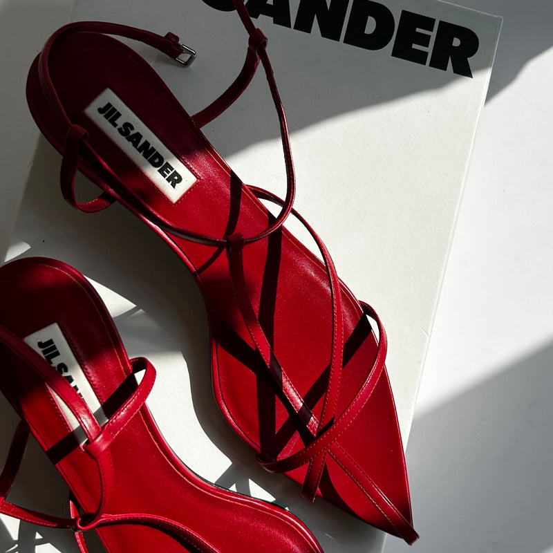 Jil Sander Papered Calf Cranberry Sandal