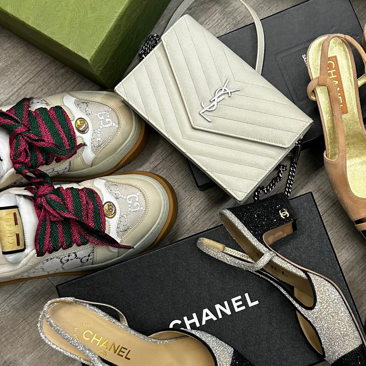 Gucci GG Trainers With Pink / Green Laces