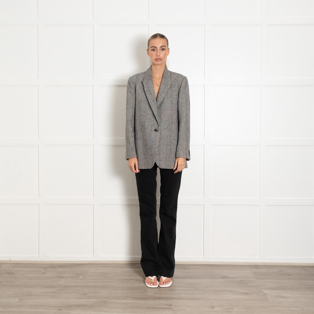 Iris Grey Check Cotton Wool Blend Blazer - Image 2