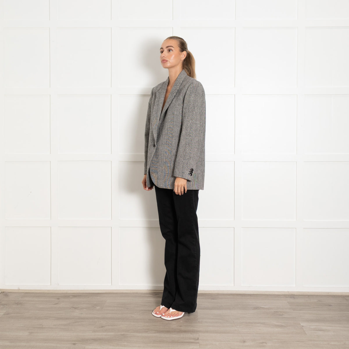 Iris Grey Check Cotton Wool Blend Blazer - Image 3
