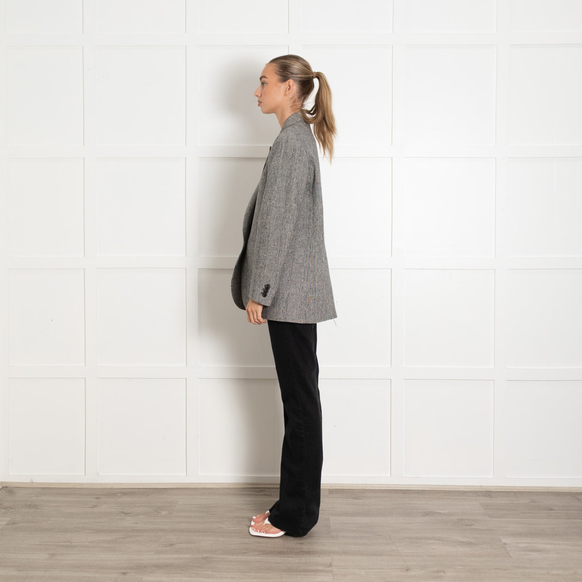 Iris Grey Check Cotton Wool Blend Blazer - Image 4
