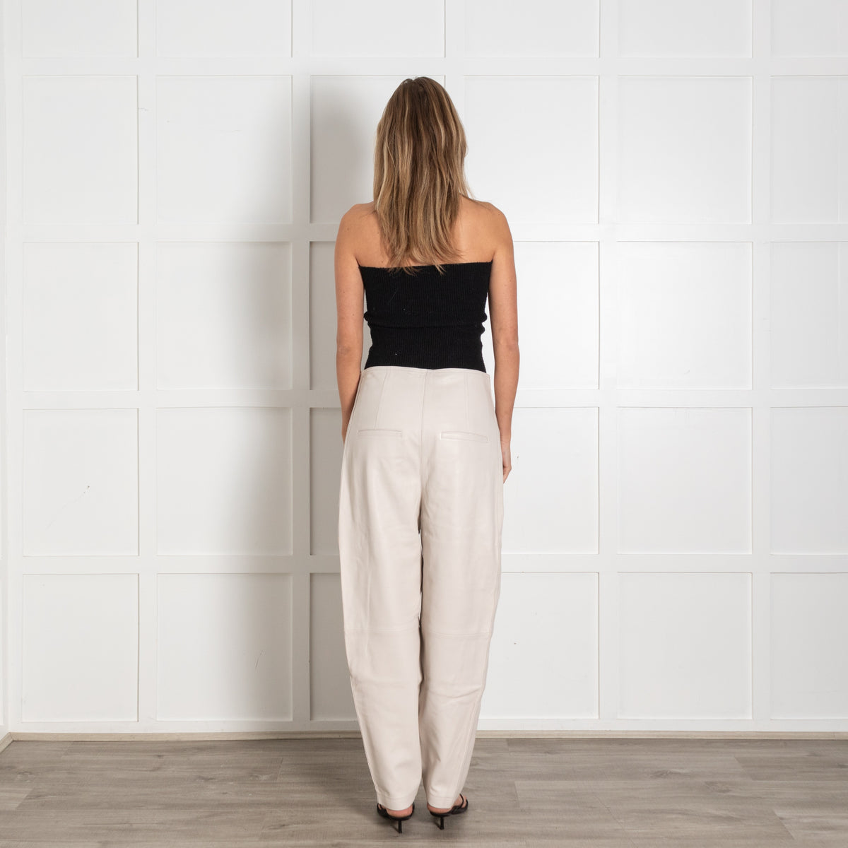 IRO Husvik Black Belted Pleated Lamb Leather Trousers - Image 5