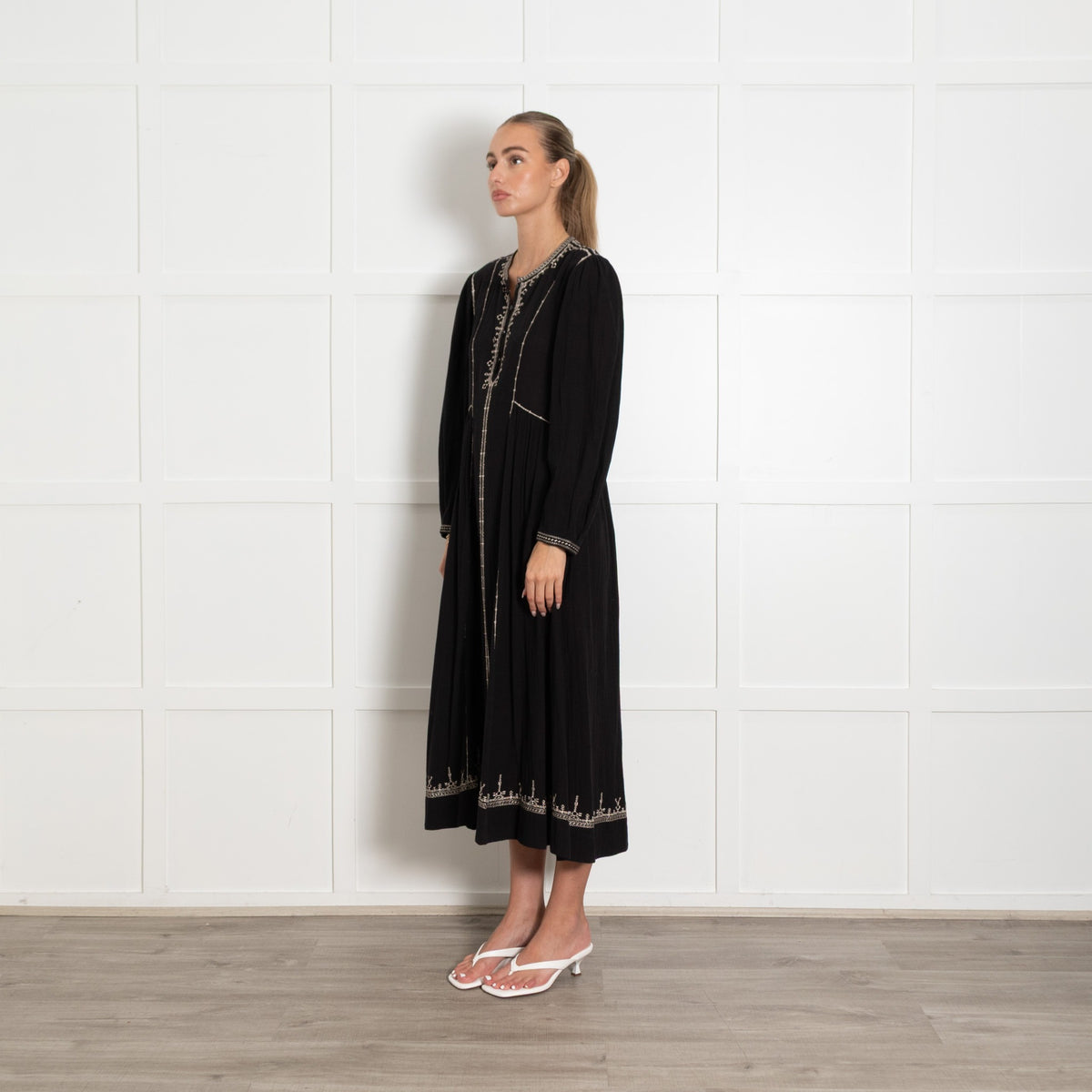 Isabel Marant Etoile Black Pippa Longsleeve Embroidered Dress - Image 3