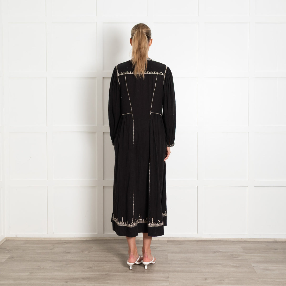 Isabel Marant Etoile Black Pippa Longsleeve Embroidered Dress - Image 5
